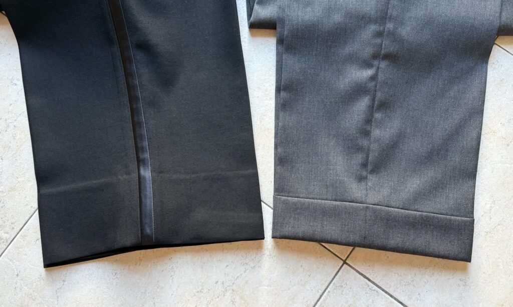 スラックスの裾。シングルとダブルの違い。