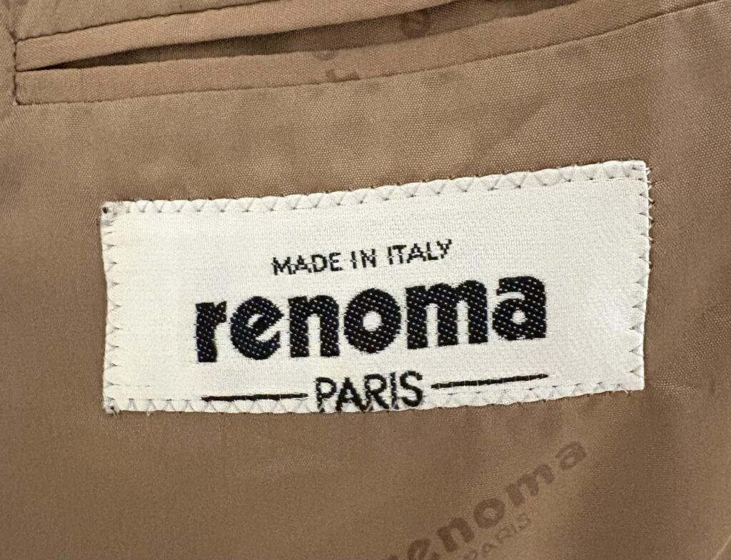 renoma Paris（レノマ／フランス｜ヴィンテージ）　イタリア製私物ジャケットのロゴ