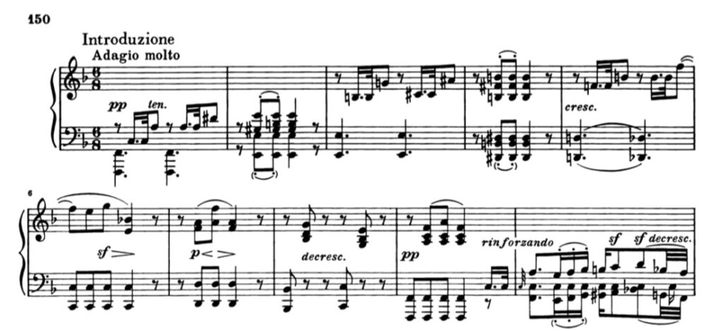 ベートーヴェン　ワルトシュタインソナタ　第2楽章「Introduzione」冒頭の譜例